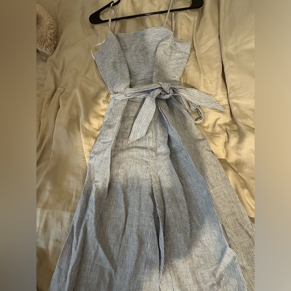 J. Crew Light Blue Seersucker Jumpsuit